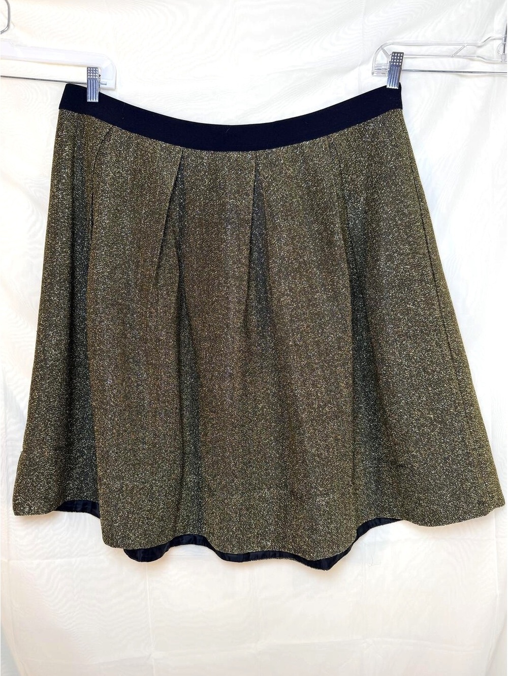 Ashley Stewart Gold Sparkle Pleated A-Line Skirt Size 22